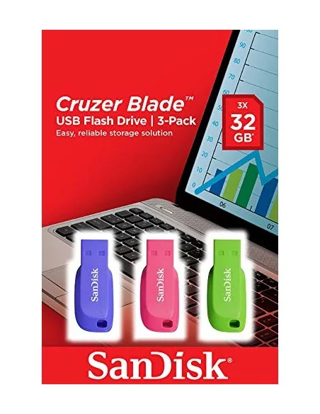 SanDisk Cruzer Blade 3x 32GB USB flash drive USB Type-A 2.0 Blue, Green, Pink