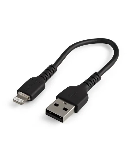 StarTech.com 6 inch (15cm) Durable Black USB-A to Lightning Cable - Heavy Duty Rugged Aramid Fiber USB Type A to Lightning