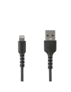 StarTech.com 3 foot (1m) Durable Black USB-A to Lightning Cable - Heavy Duty Rugged Aramid Fiber USB Type A to Lightning
