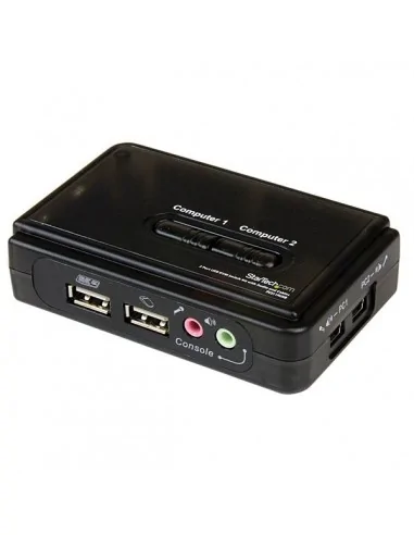 StarTech.com 2 Port Black USB KVM Switch Kit with Audio and Cables