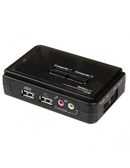 StarTech.com 2 Port Black USB KVM Switch Kit with Audio and Cables