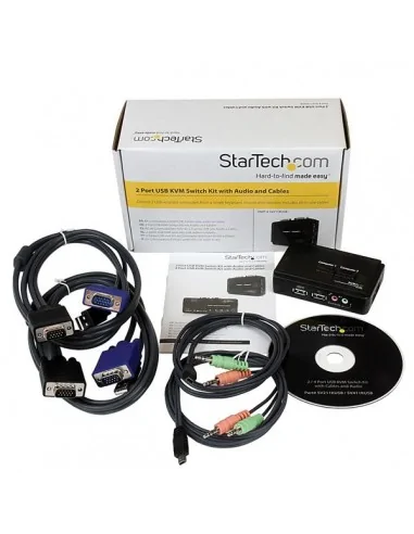 StarTech.com 2 Port Black USB KVM Switch Kit with Audio and Cables