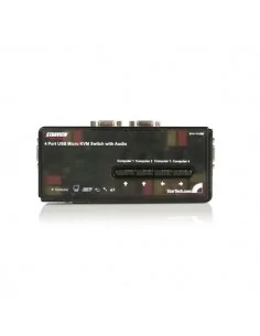 StarTech.com 4 Port Black USB KVM Switch Kit with Cables and Audio