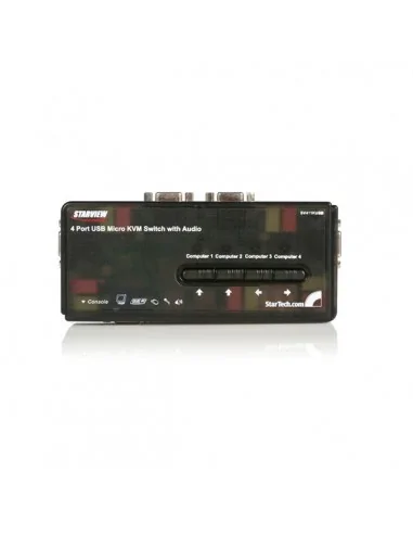 StarTech.com 4 Port Black USB KVM Switch Kit with Cables and Audio