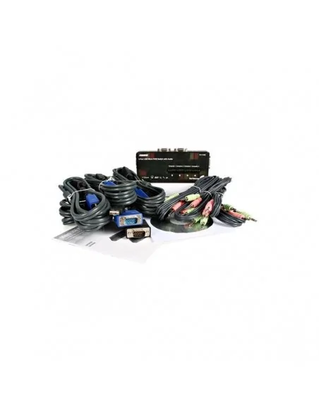 StarTech.com 4 Port Black USB KVM Switch Kit with Cables and Audio
