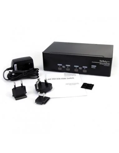 StarTech.com 4 Port DVI VGA Dual Monitor KVM Switch USB with Audio & U