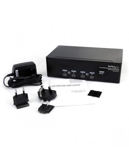 StarTech.com 4 Port DVI VGA Dual Monitor KVM Switch USB with Audio & U