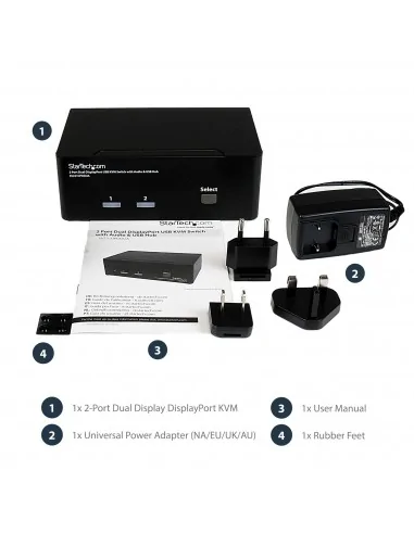StarTech.com 2 Port Dual DisplayPort USB KVM Switch with Audio & USB 2