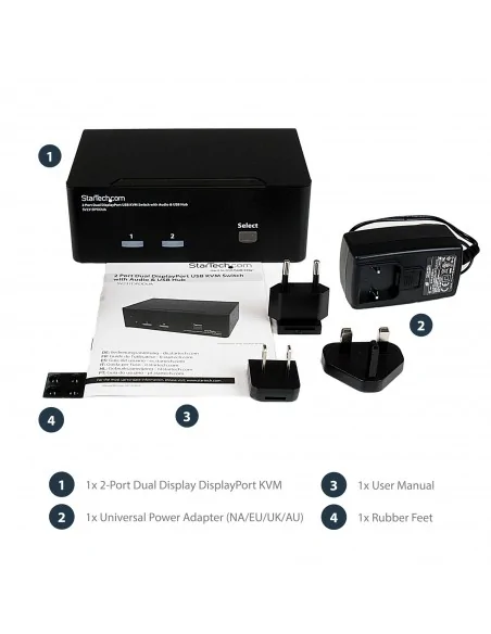 StarTech.com 2 Port Dual DisplayPort USB KVM Switch with Audio & USB 2