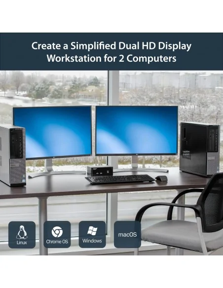 StarTech.com 2 Port Dual DisplayPort USB KVM Switch with Audio & USB 2