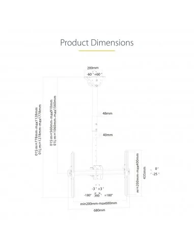 StarTech.com TV Ceiling Mount - Full-Motion Universal Hanging Single