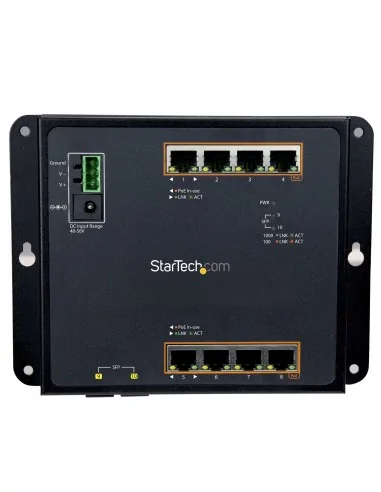 StarTech.com Industrial 8 Port Gigabit PoE+ Switch w/2 SFP MSA Slots -