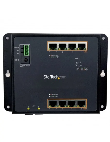 StarTech.com Industrial 8 Port Gigabit PoE+ Switch w/2 SFP MSA Slots -