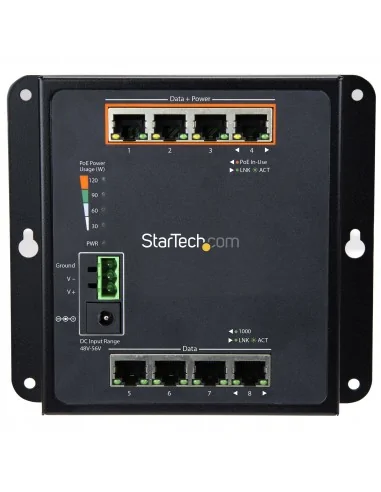 StarTech.com Industrial 8 Port Gigabit PoE Switch - 4 x PoE+ 30W - Pow