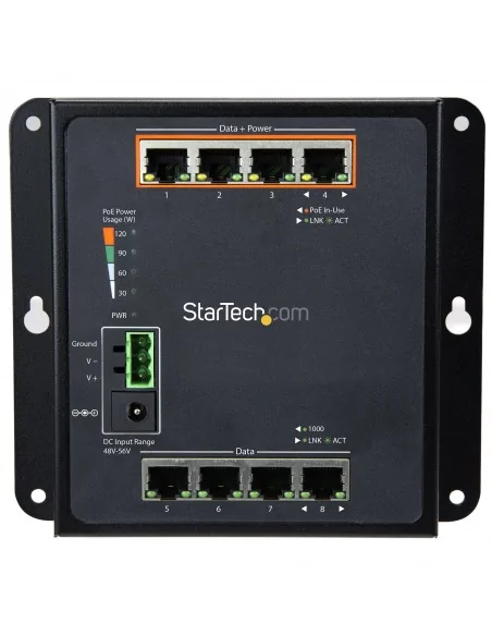 StarTech.com Industrial 8 Port Gigabit PoE Switch - 4 x PoE+ 30W - Pow
