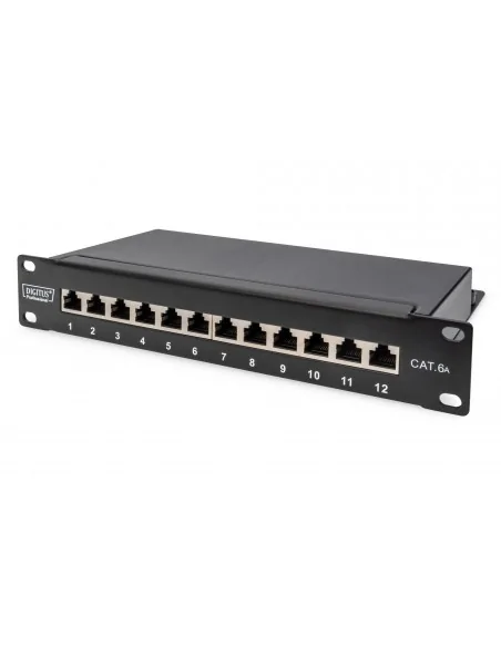 Digitus CAT 6A Patch Panel, shielded, 12-Port, 1HE, 10", black