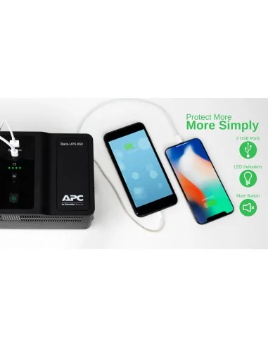 APC Back-UPS BE850G2-UK - 8x BS 1363 outlets, 850VA, 2 USB chargers, 1