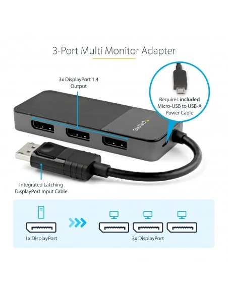 StarTech.com 3-Port DisplayPort 1.4 Splitter, DisplayPort to 3x DP Mul
