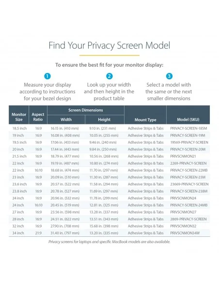 StarTech.com Monitor Privacy Screen for 24 inch PC Display - Computer