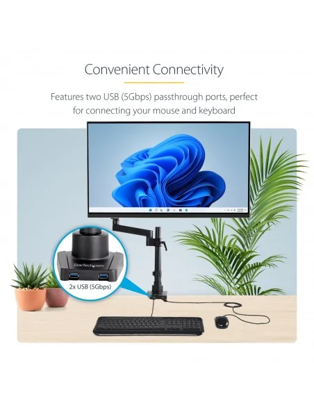 StarTech.com Desk Mount Monitor Arm with 2x USB 3.0 Ports, Full Motion