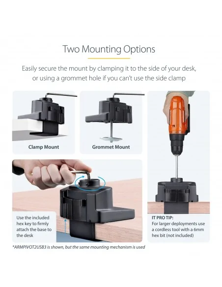 StarTech.com Desk Mount Monitor Arm with 2x USB 3.0 ports, Slim Full