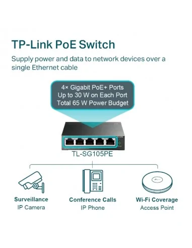 TP-Link 5-Port Gigabit Easy Smart PoE Switch with 4-Port PoE+