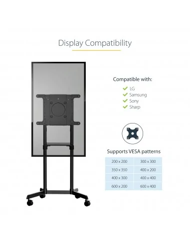 StarTech.com Mobile TV Cart - Portable Rolling TV Stand for 37-70" VES