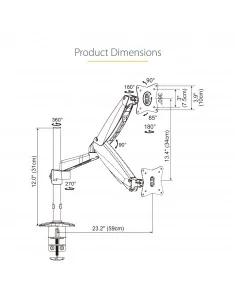 StarTech.com Desk Mount Monitor Arm for Single VESA Display up to 32" 2