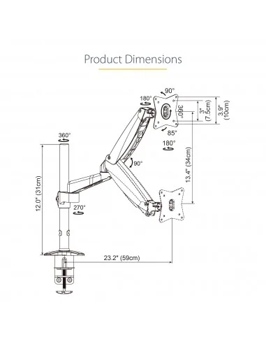 StarTech.com Desk Mount Monitor Arm for Single VESA Display up to 32"