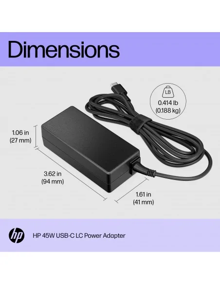 HP 45W USB-C LC Power Adapter