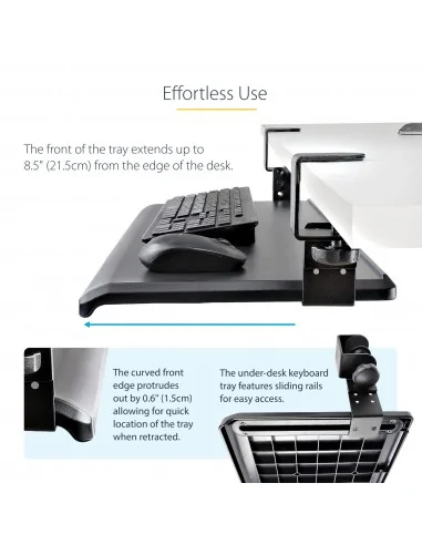 StarTech.com Under-Desk Keyboard Tray, Clamp-on Ergonomic Keyboard