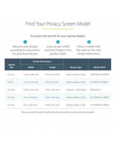 StarTech.com 13.3in Laptop Privacy Screen - Anti-Glare Privacy Filter