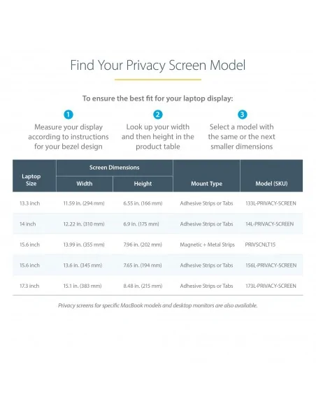 StarTech.com 13.3in Laptop Privacy Screen - Anti-Glare Privacy Filter