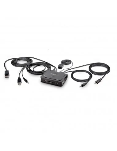 StarTech.com 2-Port Hybrid USB-C DisplayPort Cable KVM Switch, 4K 60Hz