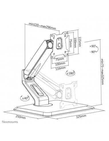 Neomounts FPMA-D885BLACK Monitor stand 15-32" - gas spring