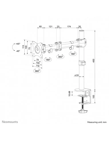 Neomounts NM-D135BLACK Monitor arm 10-27"
