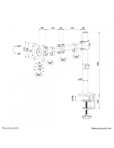 Neomounts NM-D135BLACK Monitor arm 10-27"
