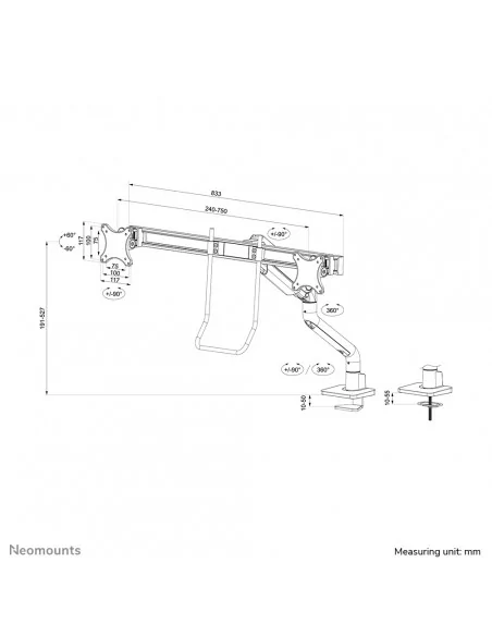 Neomounts DS75S-950BL2 Monitor arm 17-32" - gas spring - Topfix