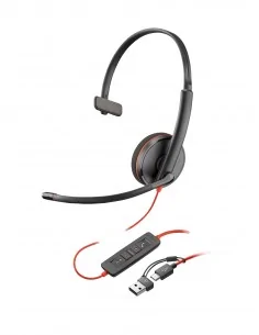 HP Poly Blackwire 3210 Monaural USB-C Black Headset +USB-C/A Adapter