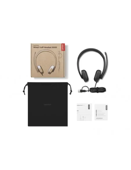 Lenovo VoIP Headset 5000 Wired Head-band Office/Call center USB Type-C