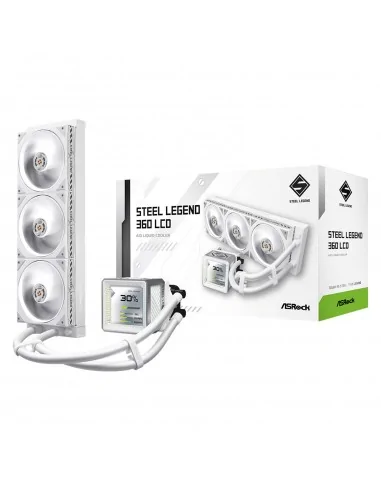 Asrock Steel Legend 360 LCD White AIO Liquid CPU Cooler, 360mm