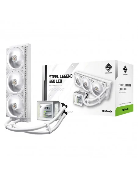 Asrock Steel Legend 360 LCD White AIO Liquid CPU Cooler, 360mm