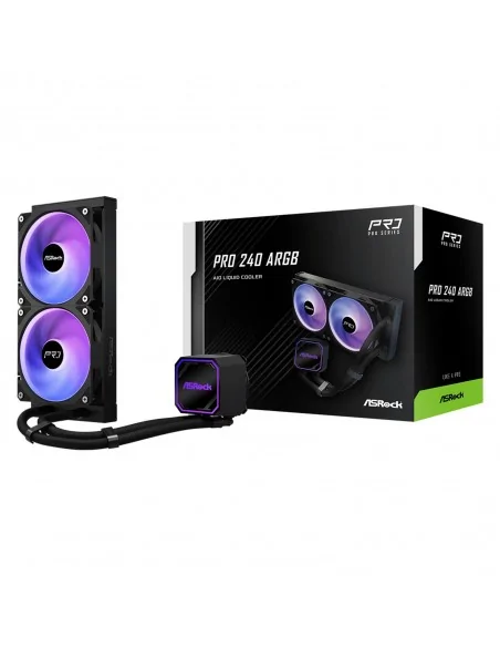 Asrock Pro 240 ARGB AIO Liquid CPU Cooler, 240mm Radiator, Dual 120mm