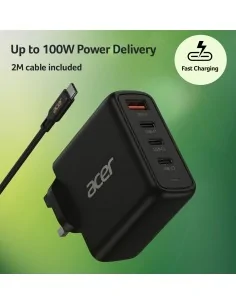 Acer 100W PD Charger, USB Port: 3C+1A, UK Plug, 100W USB-C Cable