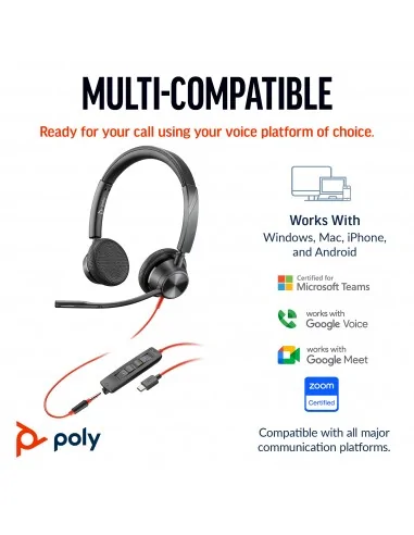 HP Poly Blackwire 3325 Stereo Microsoft Teams Certified USB-C Headset