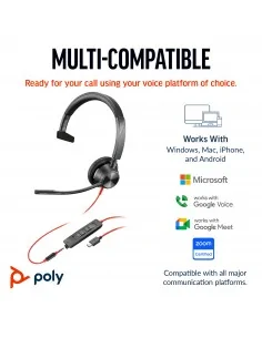 HP Poly Blackwire 3315 Monaural Microsoft Teams Certified USB-C