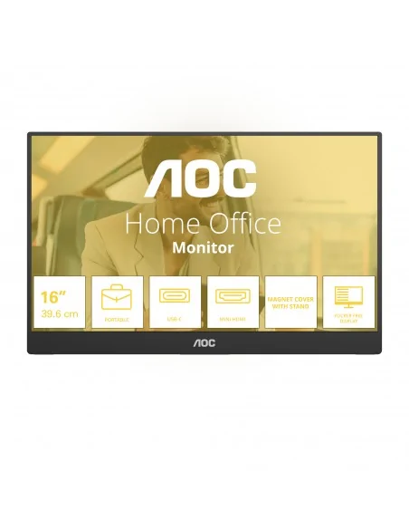 AOC 16T20E2 portable TV/monitor Portable monitor Black 39.6 cm (15.6")