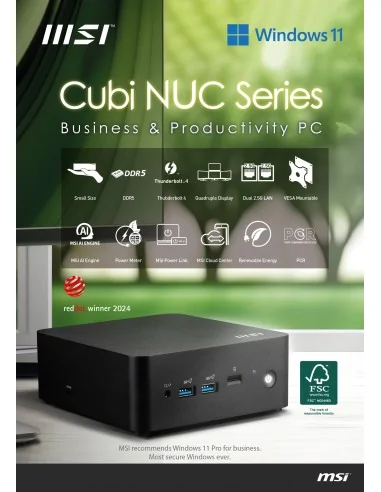 MSI Cubi NUC 1M Intel Core 5 120U Desktop PC, NUC, SFF, Mini Computer