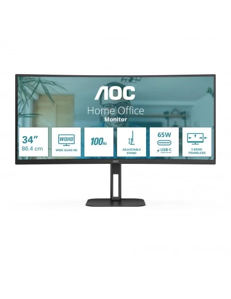 AOC V5 CU34V5C/BK computer monitor 86.4 cm (34") 3440 x 1440 pixels