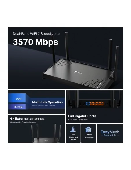 TP-Link Archer BE220 wireless router Gigabit Ethernet Dual-band (2.4 G